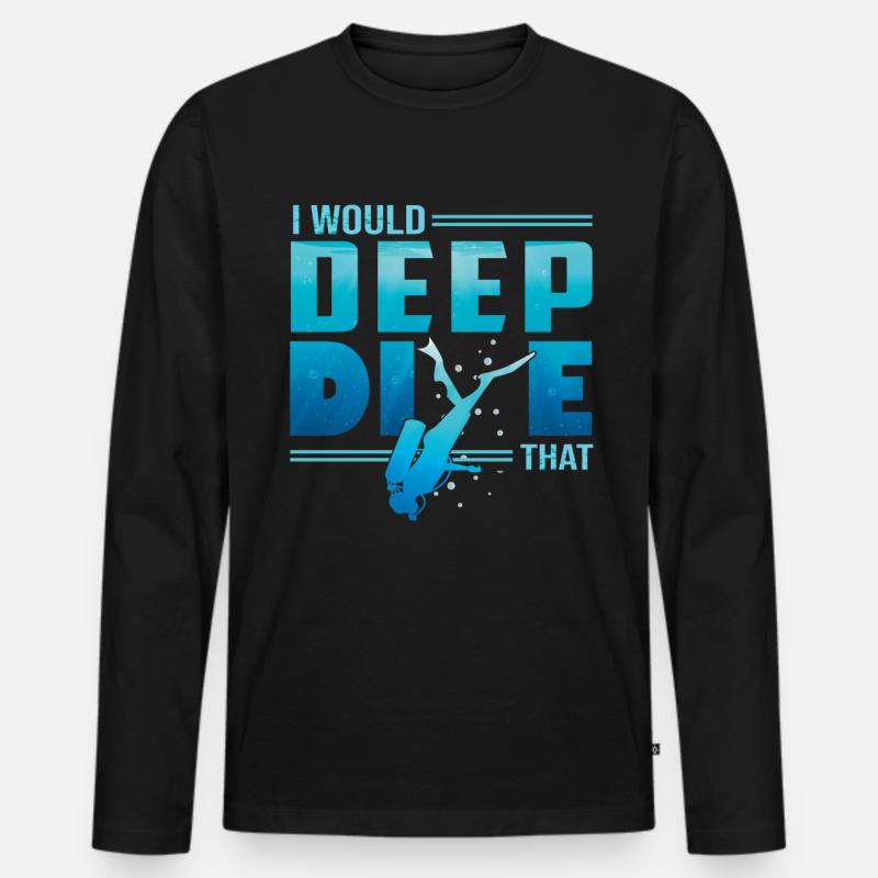 Tief Tauchen Freedive DeepDive - Männer Premium Bio Langarmshirt - Schwarz