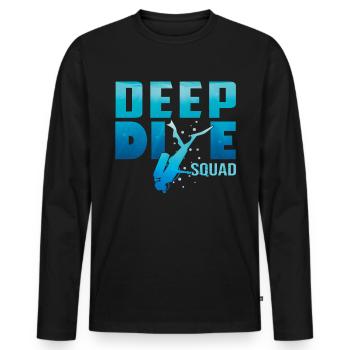 Plongée profonde Freedive DeepDive - T-shirt manches longues Premium bio Homme - noir - Devant - Nico (187cm)