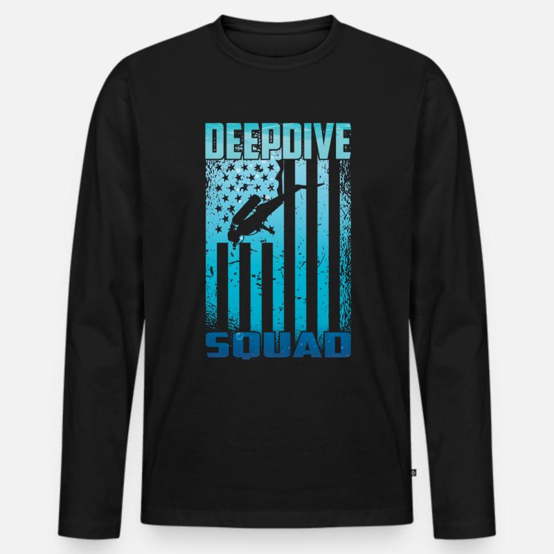 Tief Tauchen Freedive DeepDive - Männer Premium Bio Langarmshirt - Schwarz