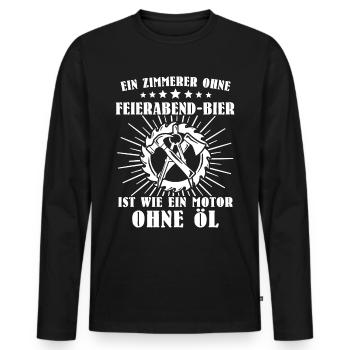 Zimmermann Zimmerer Zimmerleute - Männer Premium Bio Langarmshirt - Schwarz - Vorne - Nico (187cm)