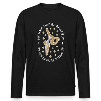Chirurgie de la hanche Remplacement de l’articulation chirurgicale - T-shirt manches longues Premium bio Homme - noir - Devant - Nico (187cm)