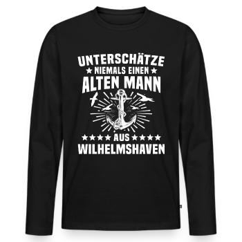Wilhelmshaven Mann Wilhelmshavener Männer - Männer Premium Bio Langarmshirt - Schwarz - Vorne - Nico (187cm)