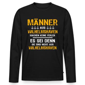 Wilhelmshaven Mann Wilhelmshavener Männer - Männer Premium Bio Langarmshirt - Schwarz - Vorne - Nico (187cm)