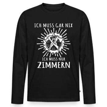 Zimmermann Zimmerer - Männer Premium Bio Langarmshirt - Schwarz - Vorne - Nico (187cm)
