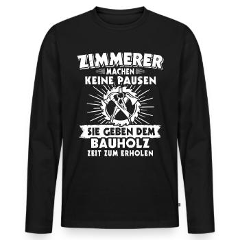 Zimmermann Zimmerer - Männer Premium Bio Langarmshirt - Schwarz - Vorne - Nico (187cm)