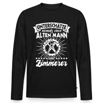 Zimmermann Zimmerer - Männer Premium Bio Langarmshirt - Schwarz - Vorne - Nico (187cm)