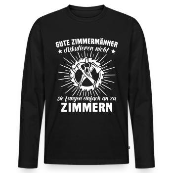 Zimmermann Zimmerer - Männer Premium Bio Langarmshirt - Schwarz - Vorne - Nico (187cm)