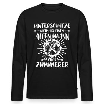 Zimmermann Zimmerer - Männer Premium Bio Langarmshirt - Schwarz - Vorne - Nico (187cm)