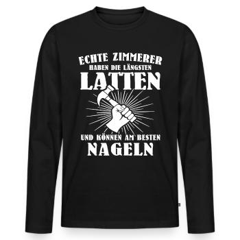 Zimmermann Zimmerer - Männer Premium Bio Langarmshirt - Schwarz - Vorne - Nico (187cm)