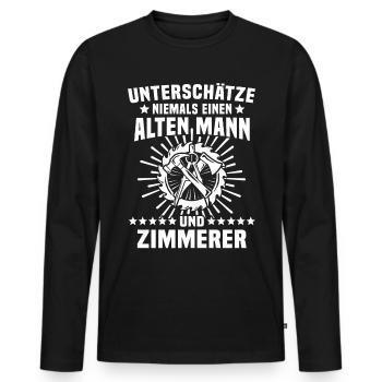 Zimmermann Zimmerer - Männer Premium Bio Langarmshirt - Schwarz - Vorne - Nico (187cm)