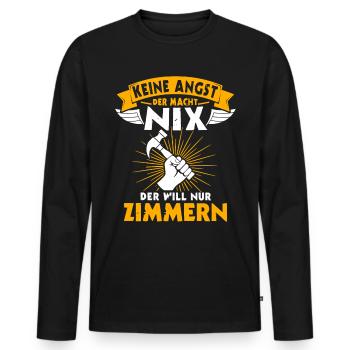 Zimmermann Zimmerer Zimmerei - Männer Premium Bio Langarmshirt - Schwarz - Vorne - Nico (187cm)