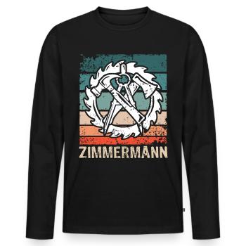 Zimmermann Zimmerer Zimmerei - Männer Premium Bio Langarmshirt - Schwarz - Vorne - Nico (187cm)
