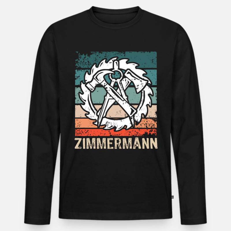 Zimmermann Zimmerer Zimmerei - Männer Premium Bio Langarmshirt - Schwarz
