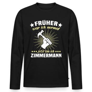 Zimmermann Zimmerer Zimmerei - Männer Premium Bio Langarmshirt - Schwarz - Vorne - Nico (187cm)