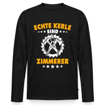 Zimmermann Zimmerer Zimmerei - Männer Premium Bio Langarmshirt - Schwarz - Vorne - Nico (187cm)