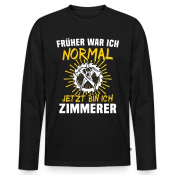 Zimmermann Zimmerer Zimmerei - Männer Premium Bio Langarmshirt - Schwarz - Vorne - Nico (187cm)