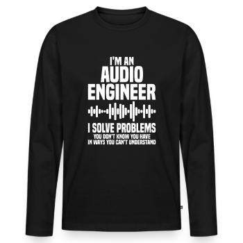 Ingénieur du son Mixeur de musique - T-shirt manches longues Premium bio Homme - noir - Devant - Nico (187cm)