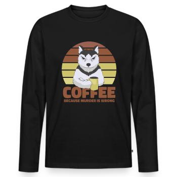Coffee Dog Husky - Men's Premium Organic Long Sleeve Shirt - black - Front - Nico (187cm)