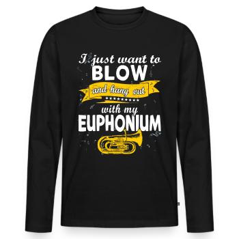Funny Brass Horn Marching Band Euphonium - Men's Premium Organic Long Sleeve Shirt - black - Front - Nico (187cm)