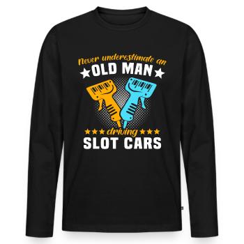 Slot Car Racing Old Man - Männer Premium Bio Langarmshirt - Schwarz - Vorne - Nico (187cm)