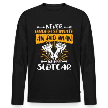 Slot Car Racing Old Man - Männer Premium Bio Langarmshirt - Schwarz - Vorne - Nico (187cm)