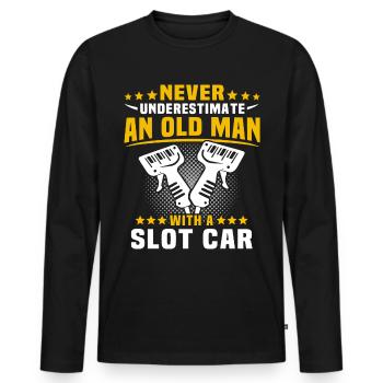 Slot Car Racing Old Man - Männer Premium Bio Langarmshirt - Schwarz - Vorne - Nico (187cm)
