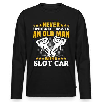 Slot Car Racing Old Man - Männer Premium Bio Langarmshirt - Schwarz - Vorne - Nico (187cm)