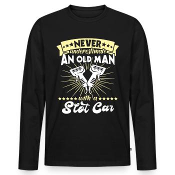 Slot Car Racing Old Man - Männer Premium Bio Langarmshirt - Schwarz - Vorne - Nico (187cm)