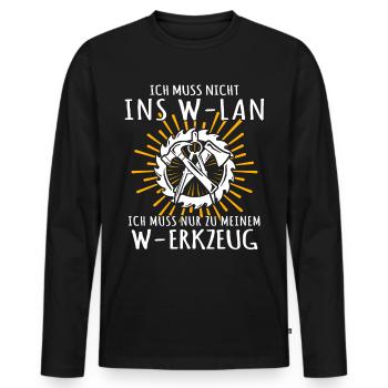 Zimmermann Zimmerer Zimmerleute - Männer Premium Bio Langarmshirt - Schwarz - Vorne - Nico (187cm)