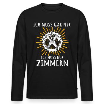 Zimmermann Zimmerer Zimmerleute - Männer Premium Bio Langarmshirt - Schwarz - Vorne - Nico (187cm)