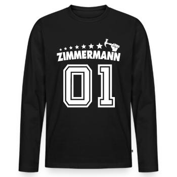 Zimmermann Zimmerer Zimmerleute - Männer Premium Bio Langarmshirt - Schwarz - Vorne - Nico (187cm)