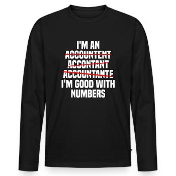 Examen d’auditeur fiscal - T-shirt manches longues Premium bio Homme - noir - Devant - Nico (187cm)