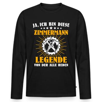Zimmermann Legende Zimmerer Zimmerleute - Männer Premium Bio Langarmshirt - Schwarz - Vorne - Nico (187cm)