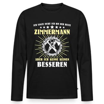 Zimmermann Zimmerer Zimmerleute - Männer Premium Bio Langarmshirt - Schwarz - Vorne - Nico (187cm)