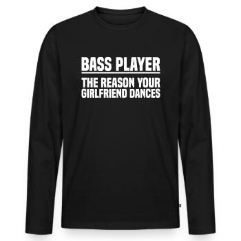 Bassiste Guitariste Musique - T-shirt manches longues Premium bio Homme - noir - Devant - Nico (187cm)