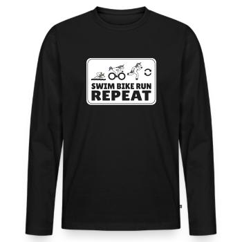 Triathlon Laufen Rennen Joggen - Männer Premium Bio Langarmshirt - Schwarz - Vorne - Nico (187cm)