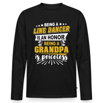 Line Dance Opa Line Dancing Grossvater - Männer Premium Bio Langarmshirt - Schwarz - Vorne - Nico (187cm)