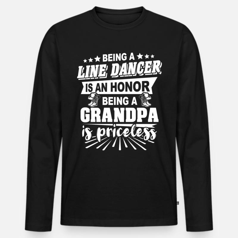 Line Dancing Opa - Männer Premium Bio Langarmshirt - Schwarz