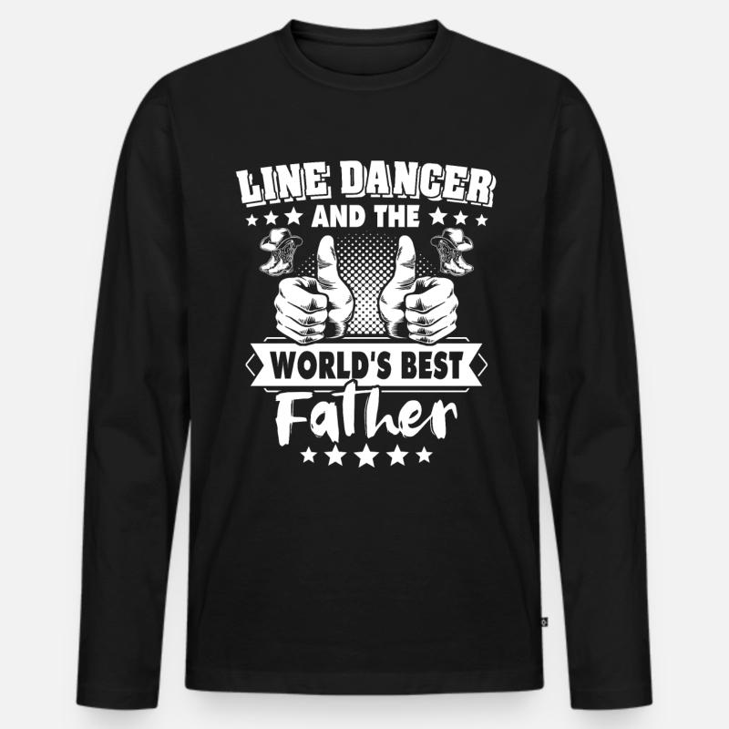 Line Dancing Papa - Männer Premium Bio Langarmshirt - Schwarz