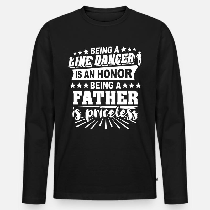 Line Dancing Papa - Männer Premium Bio Langarmshirt - Schwarz