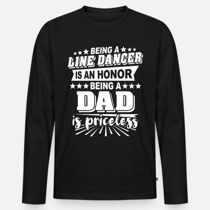 Line Dancing Papa - Männer Premium Bio Langarmshirt - Schwarz