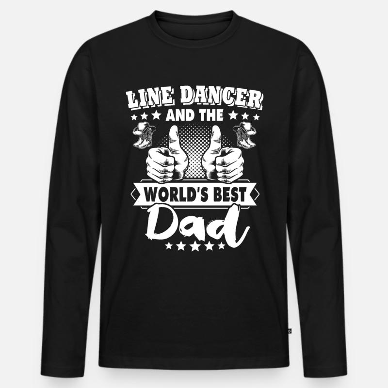 Line Dancing Papa - Männer Premium Bio Langarmshirt - Schwarz