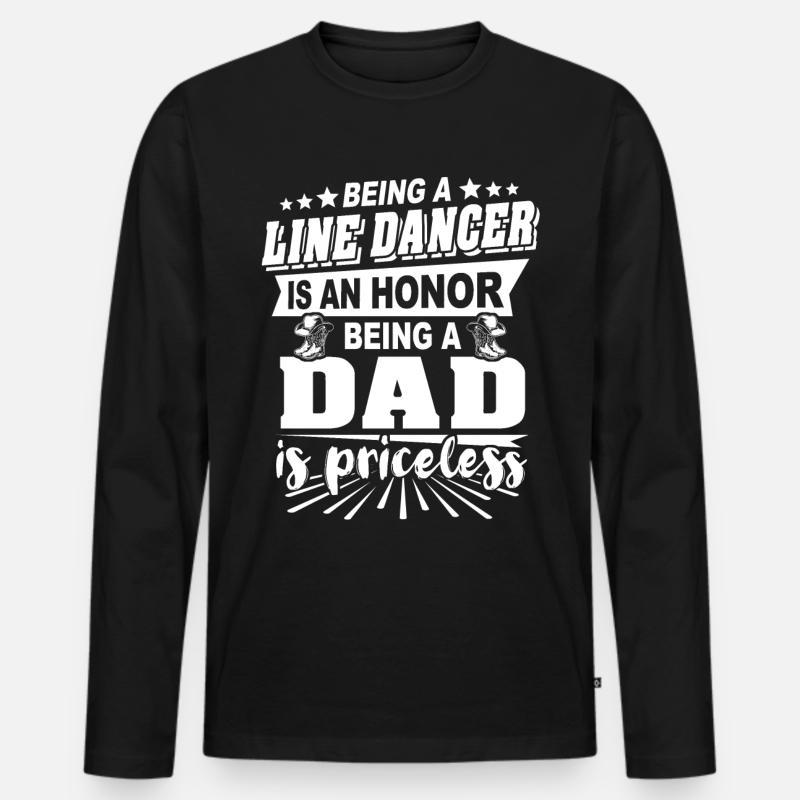 Line Dancing Papa - Männer Premium Bio Langarmshirt - Schwarz