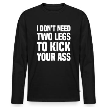 Leg amputation prosthesis - Men's Premium Organic Long Sleeve Shirt - black - Front - Nico (187cm)