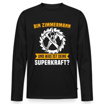 Zimmermann Job Zimmerer - Männer Premium Bio Langarmshirt - Schwarz - Vorne - Nico (187cm)