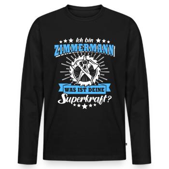 Zimmermann Job Zimmerer - Männer Premium Bio Langarmshirt - Schwarz - Vorne - Nico (187cm)