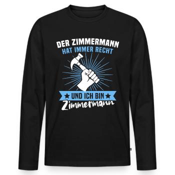Zimmermann Job Zimmerer - Männer Premium Bio Langarmshirt - Schwarz - Vorne - Nico (187cm)