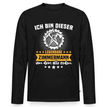 Zimmermann Job Zimmerer - Männer Premium Bio Langarmshirt - Schwarz - Vorne - Nico (187cm)