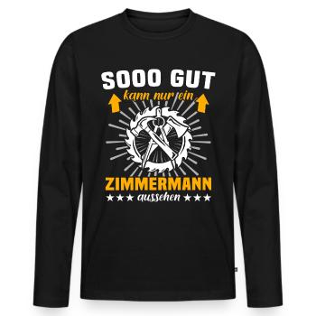 Zimmermann Job Zimmerer - Männer Premium Bio Langarmshirt - Schwarz - Vorne - Nico (187cm)