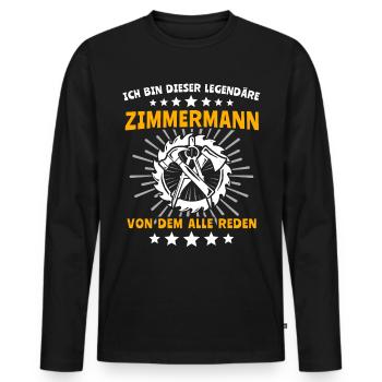 Zimmermann Job Zimmerer - Männer Premium Bio Langarmshirt - Schwarz - Vorne - Nico (187cm)